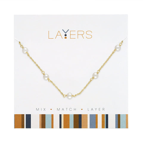 LAY131G Necklance Gold Multi Pearl