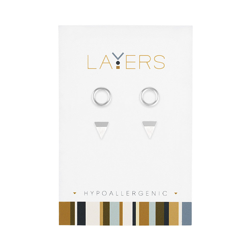 Layers Earring, Silver  Circle & Granite Duo