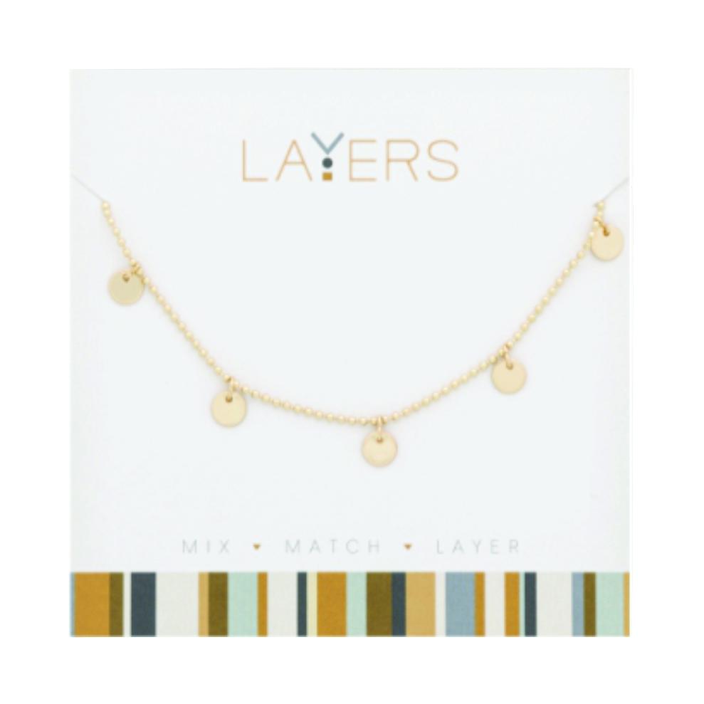 Layers Necklace, Gold Flat Disc Layers Necklace