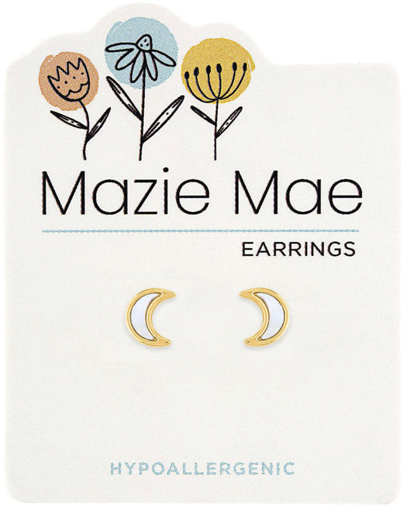 MAZ28 Mother of Pearl Moon Stud Earring