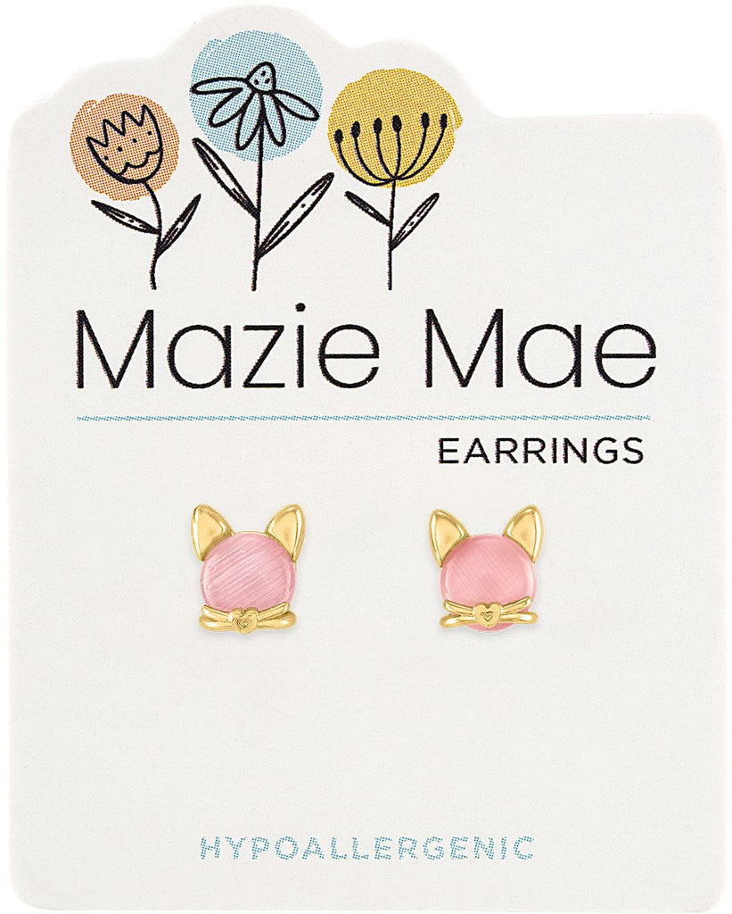 MAZ09 Gold Rosewater Opal Cat Stud Mazie Mae Earring