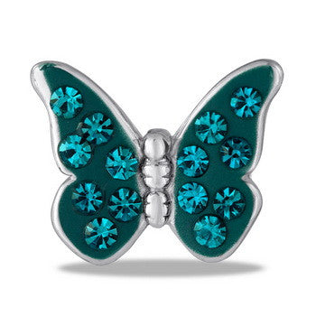 Large Charm, Turquoise CZ Butterfly, Set/2