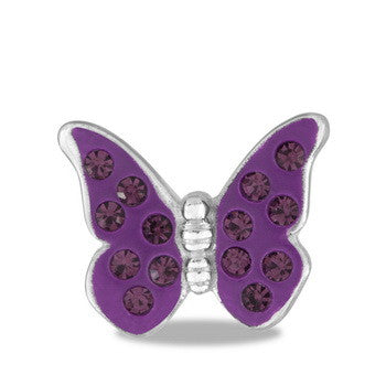 Large Charm, Purple CZ Butterfly, Set/2