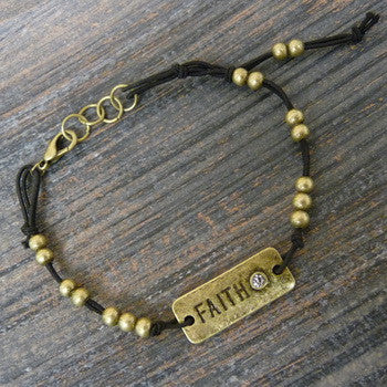 Carded Petite Corded Bracelet, Faith
