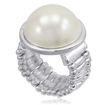 Stretch Ring, Half Pearl White