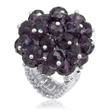 Stretch Ring, Purple Glass Baubles