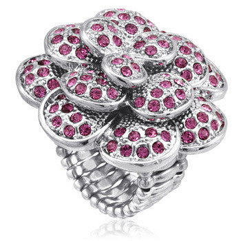 Stretch Ring, Blossom, Pink Cubic Zirconia