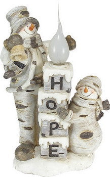 Birch Bark Snowman Light "Hope" (electric)
