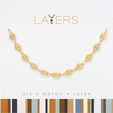 LAY225G Gold Mariner Link Chain Layers Necklace