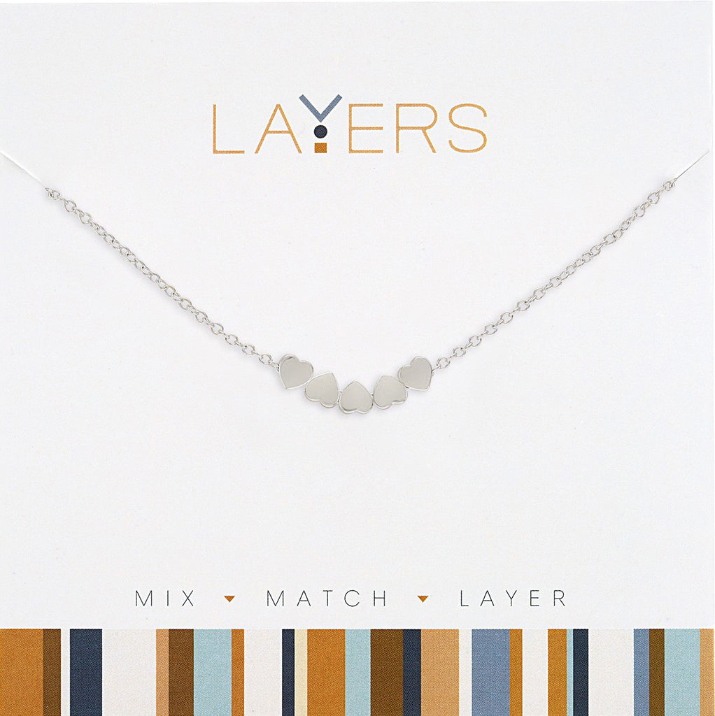 LAY683S Silver Multi Mini Hearts Layers Necklace