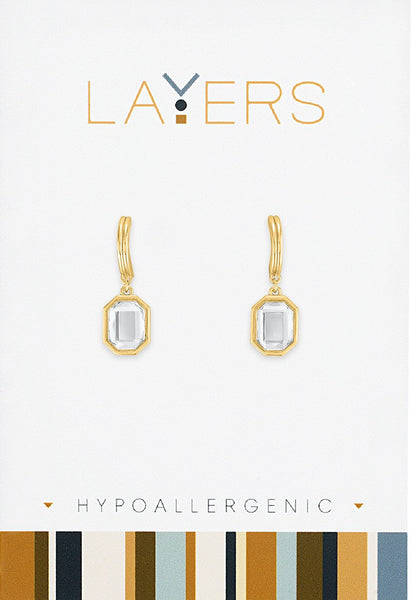 Layers Earring, Gold Round Granite Stud
