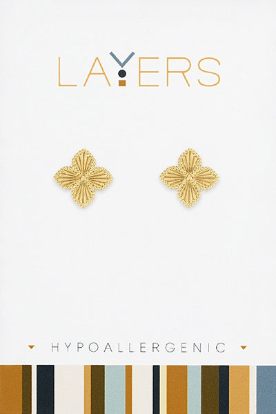 Layers Earring, Gold Round Granite Stud