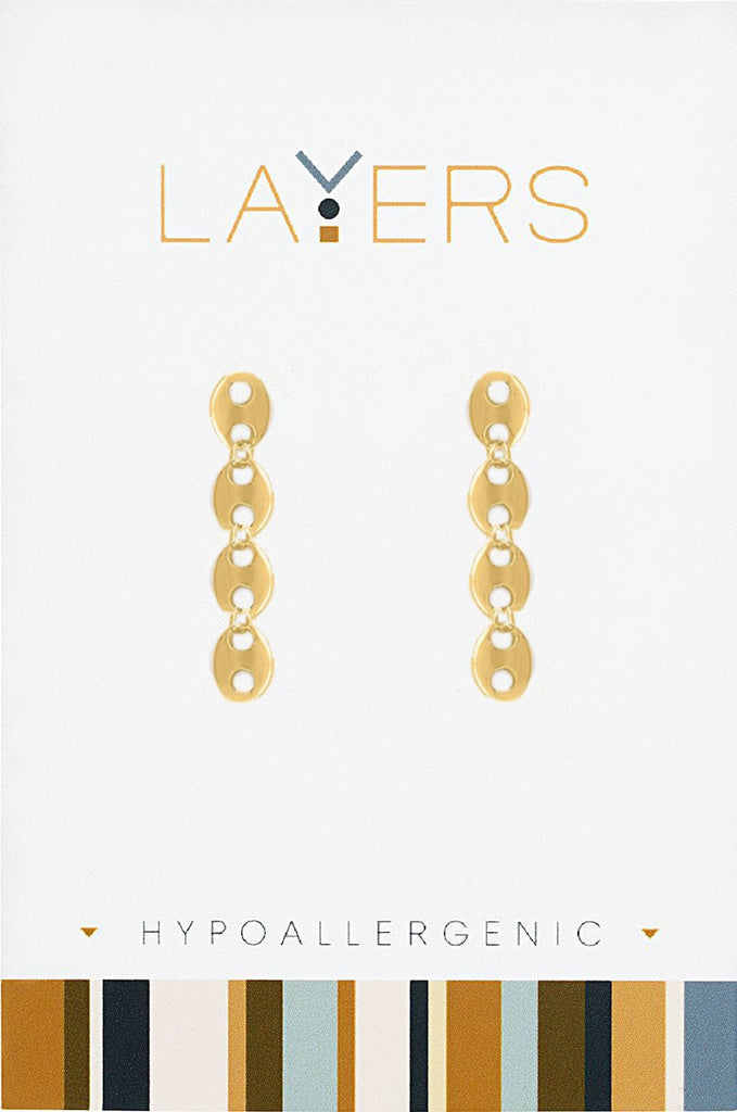 LAYEAR126G Gold Mariner Link Dangle Layers Earring