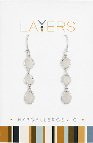 Silver Polished Triple Oval Dangle Layers Earring