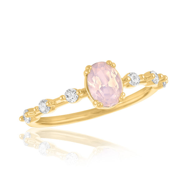 LAYRING114G [Size 6-9] Rose Water Opal Oval Statement Gold Layers Ring