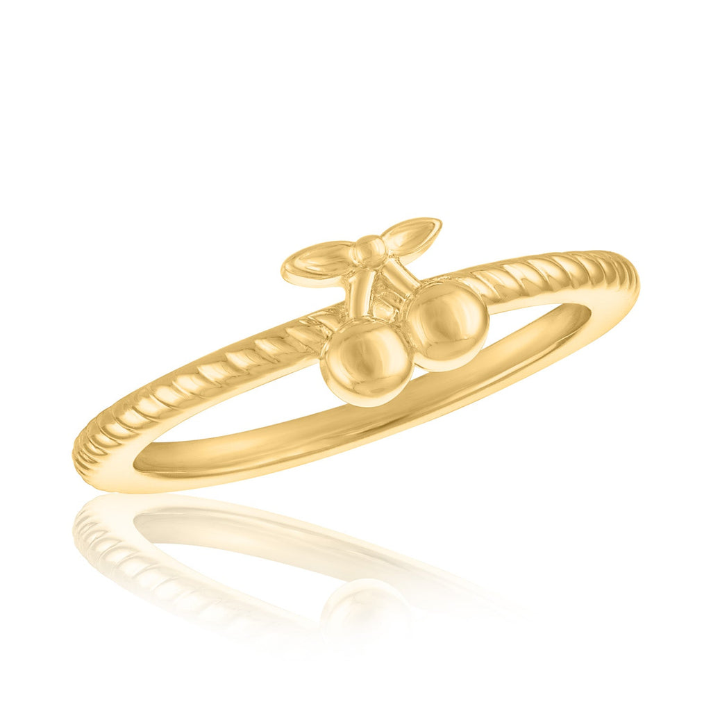 LAYRING118G [Size 6-9] Twisted Cherry Gold Layers Ring