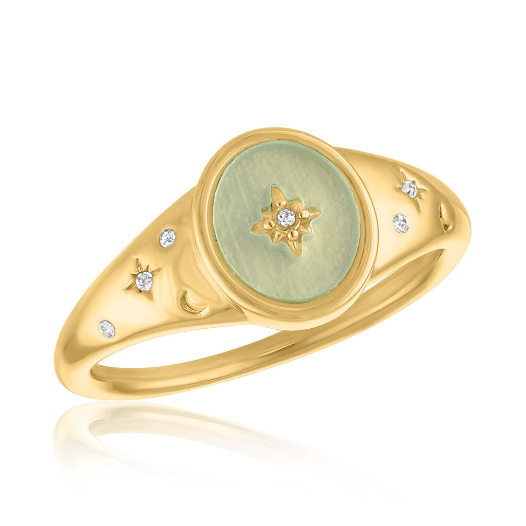 LAYRING120G [Size 6-9] Signet Starburst Layers Ring