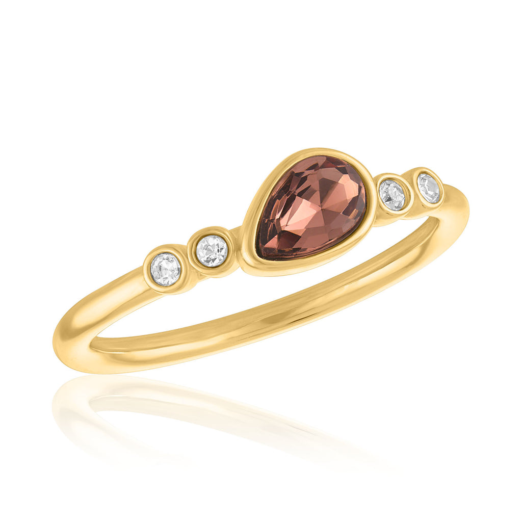 LAYRING122G [Size 6-9]  Burgundy Angled Teardrop Gold Layers Ring