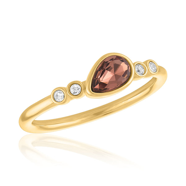 LAYRING122G [Size 6-9]  Burgundy Angled Teardrop Gold Layers Ring