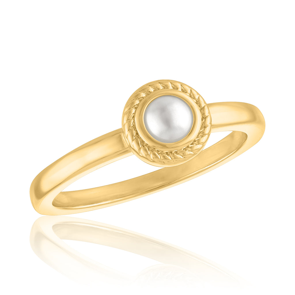 LAYRING123G [Size 6-9]  Pearl Rope Halo Gold Layers Ring
