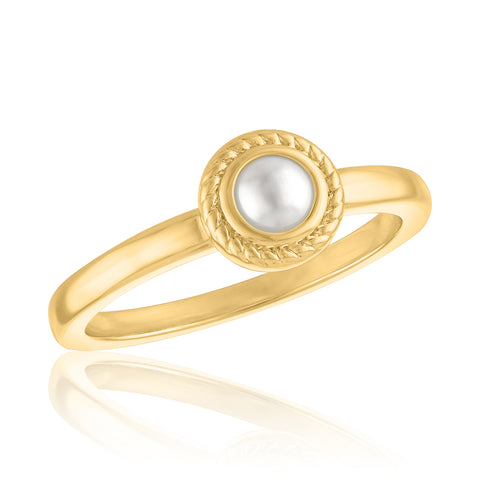 LAYRING123G [Size 6-9]  Pearl Rope Halo Gold Layers Ring