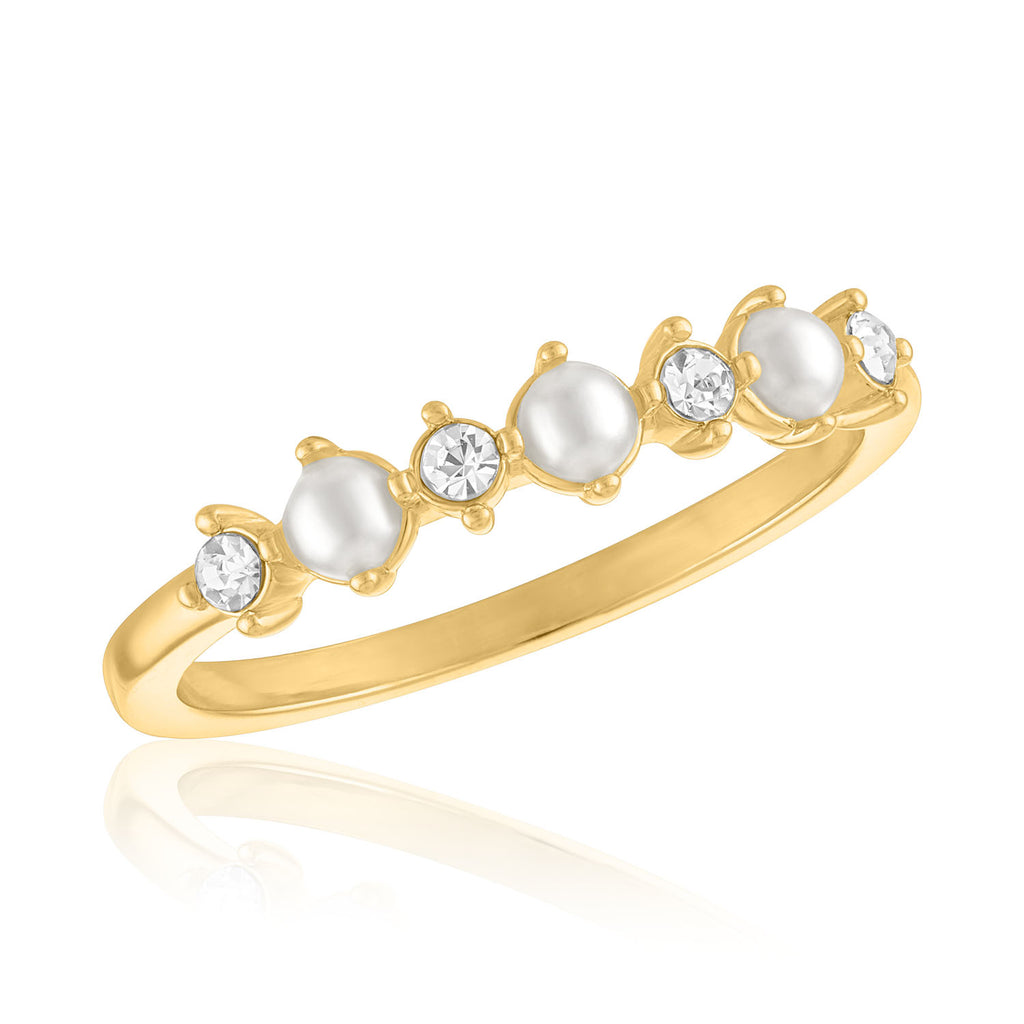 LAYRING124G [Size 6-9]  Pearl & CZ Cluster Layers Ring