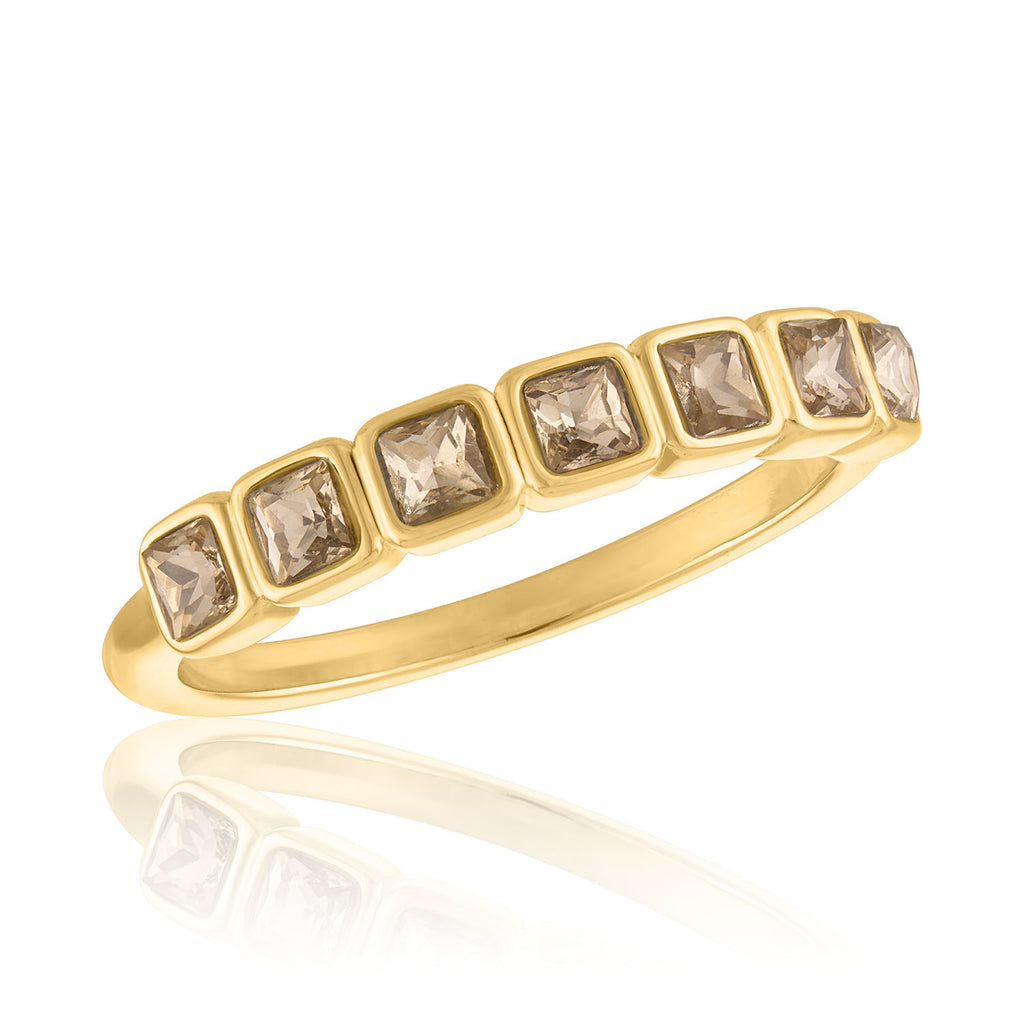 LAYRING127G [Size 6-9]  Vintage Rose Multi Square Gold Layers Ring