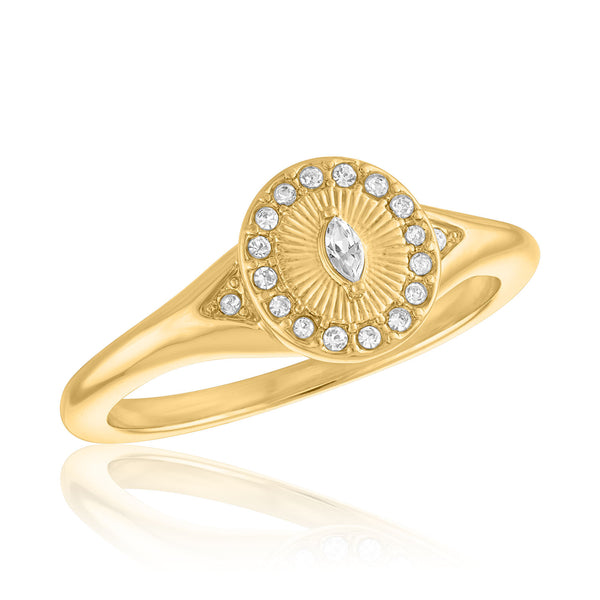 LAYRING128G [Size 6-9]  Marquise Halo Sunburst Layers Ring