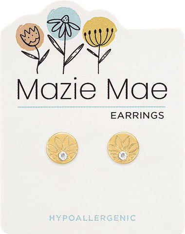 MAZ61 Gold Outlined Sunflower Stud Mazie Mae Earring