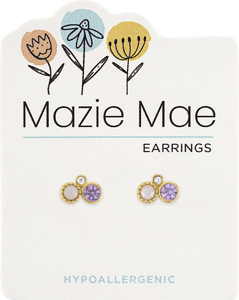 MAZ62 Gold Purple Trio Stud Mazie Mae Earring