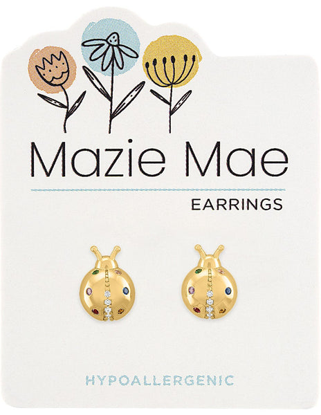 MAZ66 Gold Ladybug Stud Mazie Mae Earring