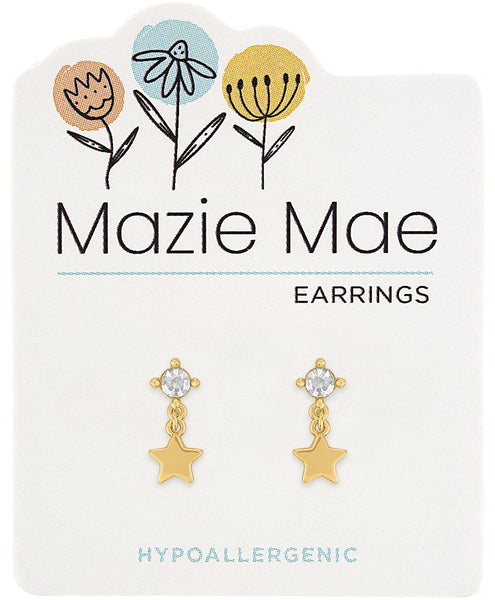 MAZ75 Gold CZ Star Drop Stud Mazie Mae Earring