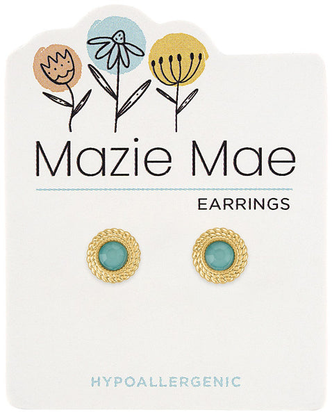MAZ76 Gold Braided Pacific Opal Stud Mazie Mae Earring