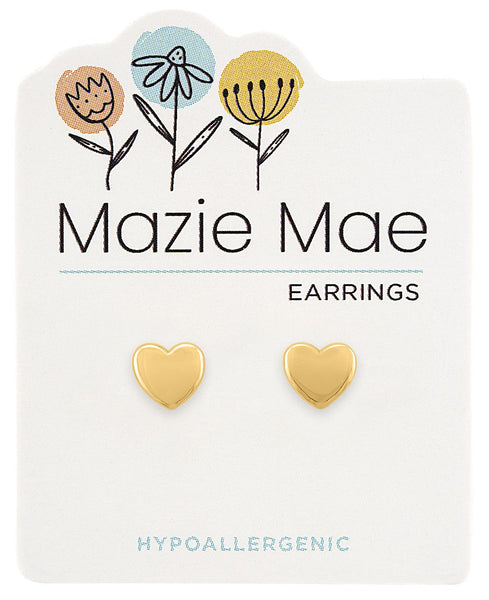 MAZ82 Gold Solid Heart Stud Mazie Mae Earring