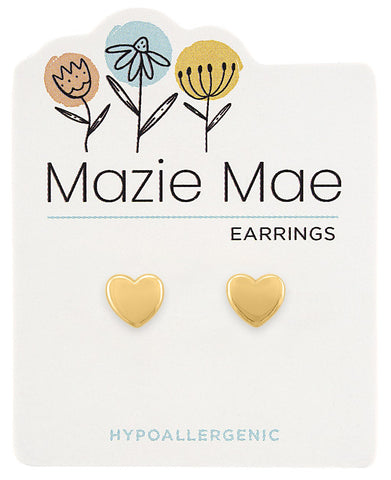 MAZ82 Gold Solid Heart Stud Mazie Mae Earring