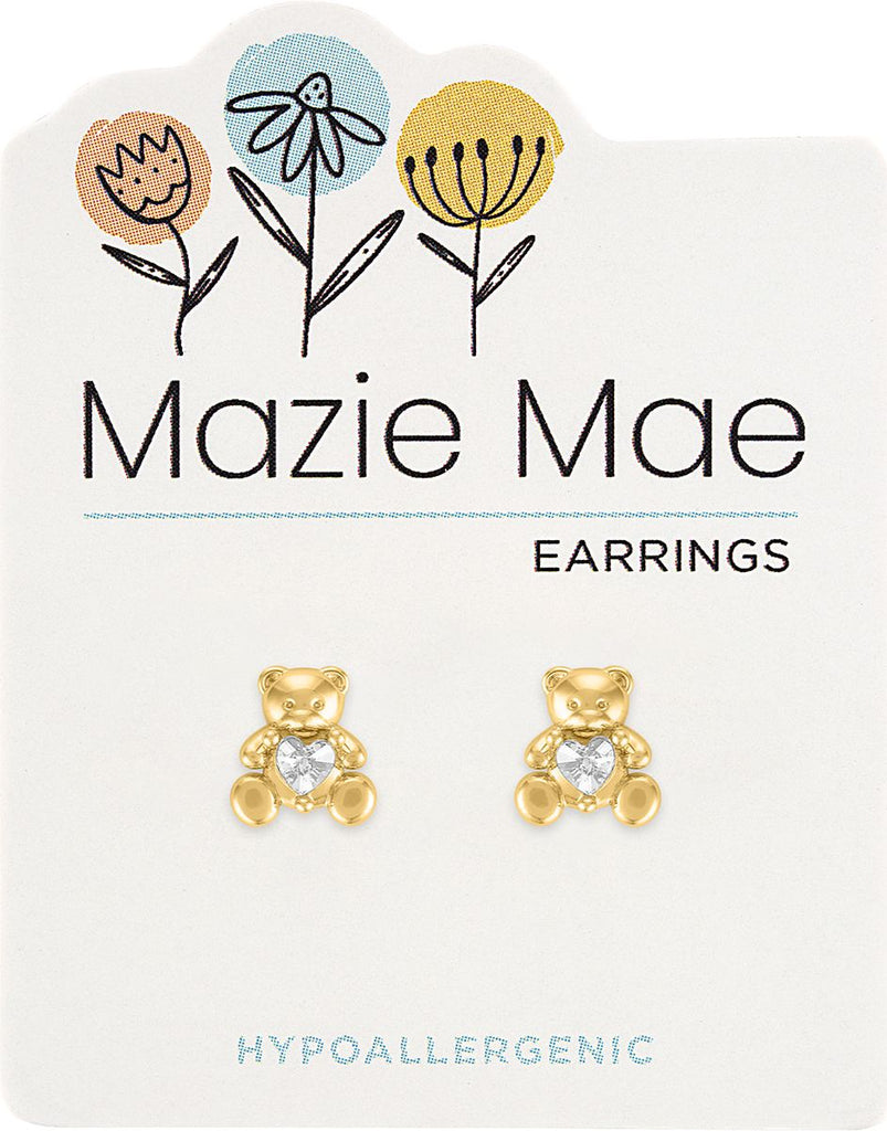 MAZ91 Gold Teddy Bear Stud Mazie Mae Earring