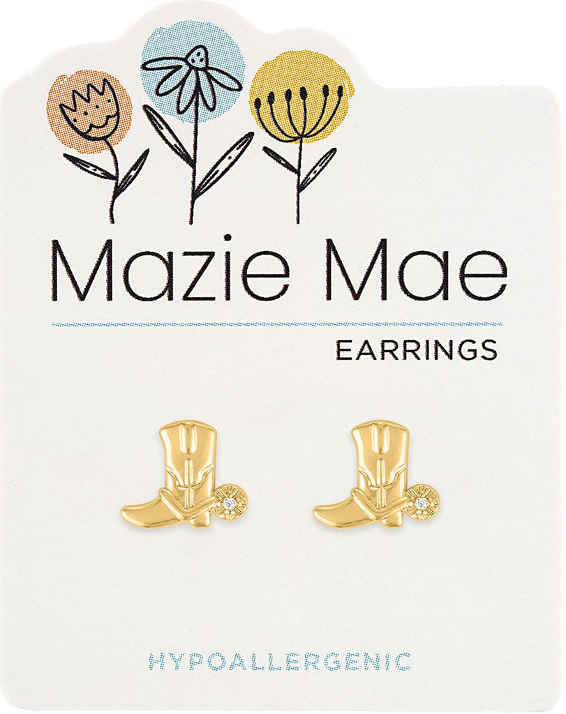 MAZ92 Gold Cowboy Boot Stud Mazie Mae Earring