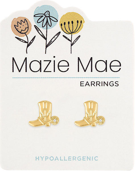 MAZ92 Gold Cowboy Boot Stud Mazie Mae Earring