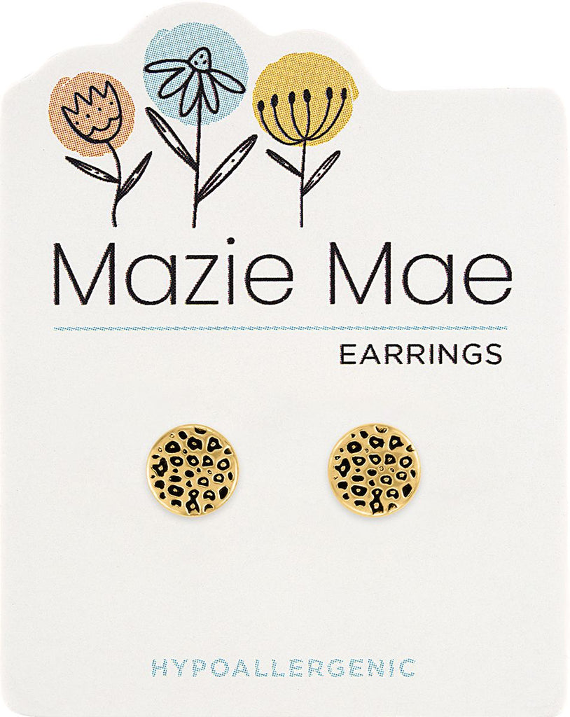 MAZ93 Gold Leopard Print Stud Mazie Mae Earring