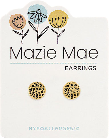 MAZ93 Gold Leopard Print Stud Mazie Mae Earring
