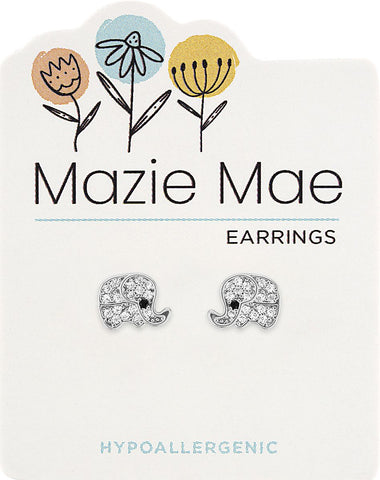 MAZ58 Silver CZ Elephant Stud Mazie Mae Earring