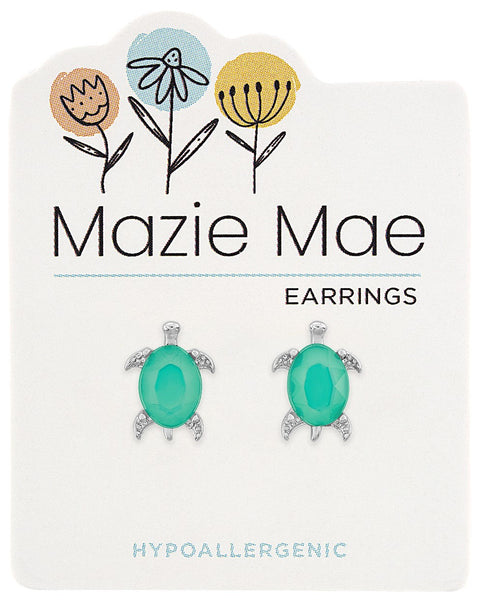MAZ69 Silver Pacific Opal Turtle Stud Mazie Mae Earring