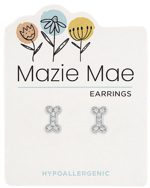 MAZ70 Silver CZ Dog Bone Stud Mazie Mae Earring
