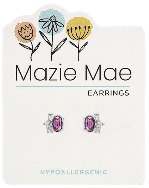 MAZ71 Silver Light Amethyst Oval Cluster Stud Mazie Mae Earring
