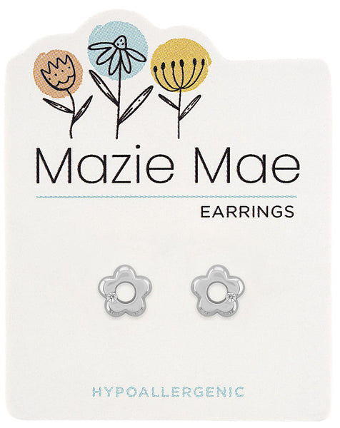 MAZ72 Silver Classic Flower Stud Mazie Mae Earring