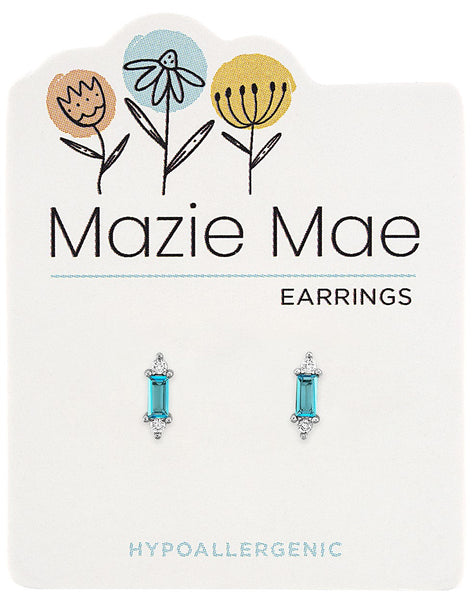 MAZ73 Silver Aquamarine Solitaire Stud Mazie Mae Earring