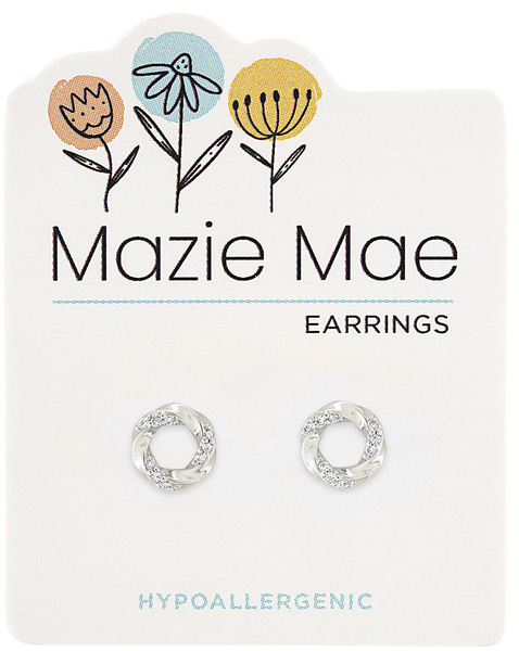 MAZ78 Silver Twisted CZ Loop Stud Mazie Mae Earring