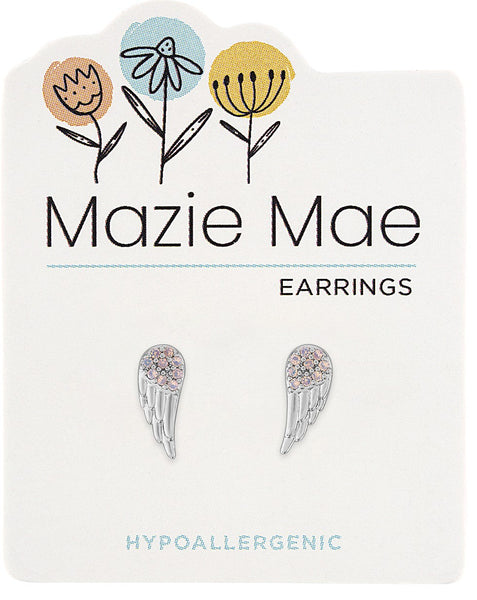 MAZ79 Silver CZ Angel Wing Stud Mazie Mae Earring