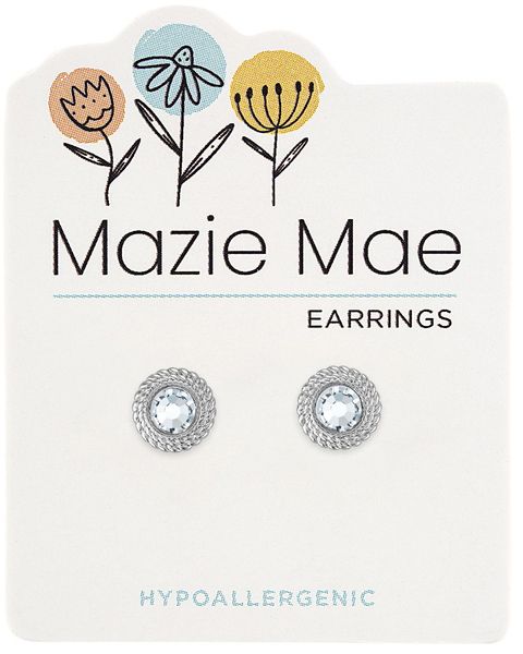 MAZ81 Silver Braided CZ Stud Mazie Mae Earring