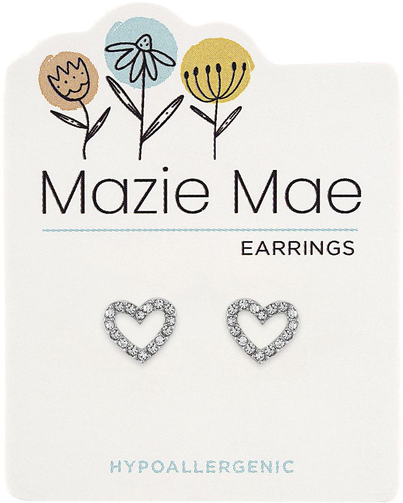 MAZ86 Silver CZ Open Heart Stud Mazie Mae Earring